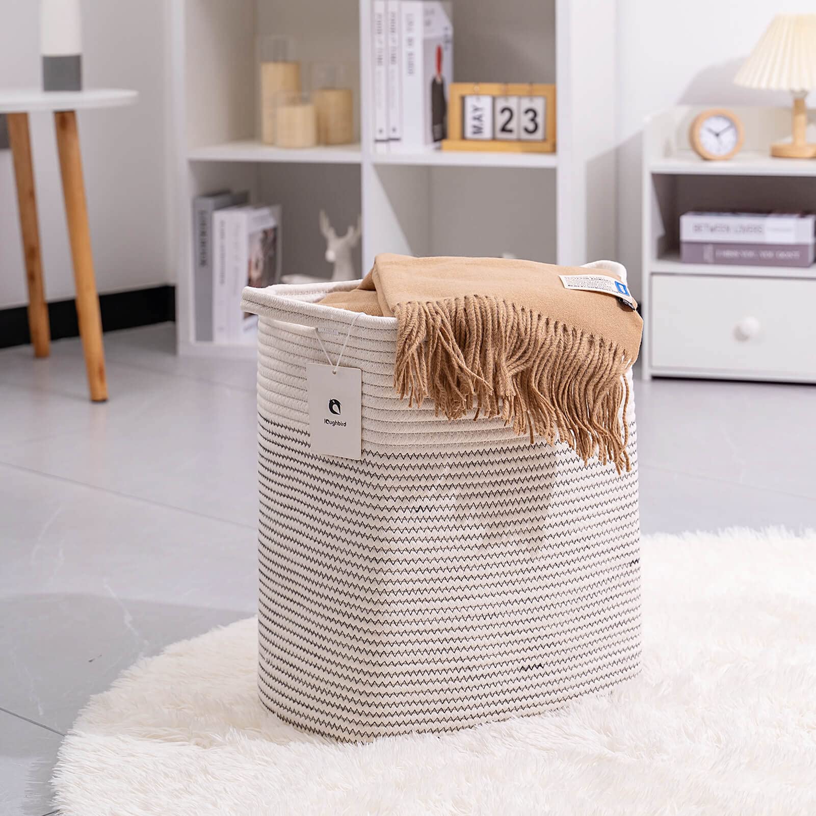 laughbird woven storage basket for shelves keeps items visible and accessible
