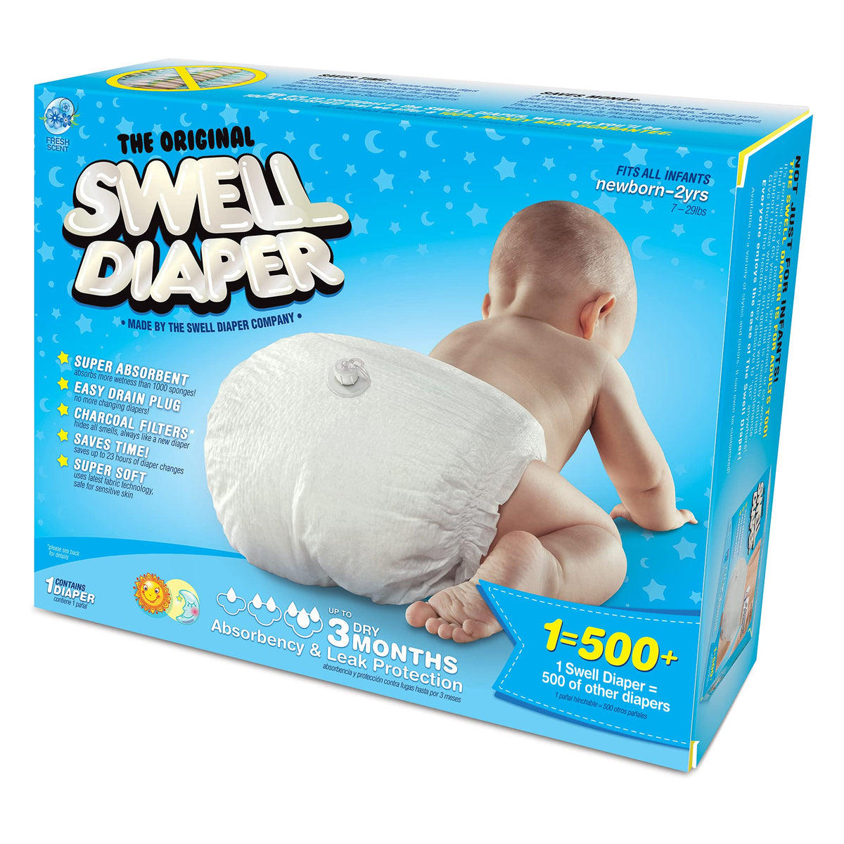 Laughing Smith Swell Baby Diaper box front view, perfect for lighthearted baby shower humor.