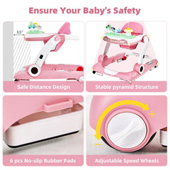 LAUJIA 5-in-1 baby walker bouncer mode pink promotes gentle, playful movement