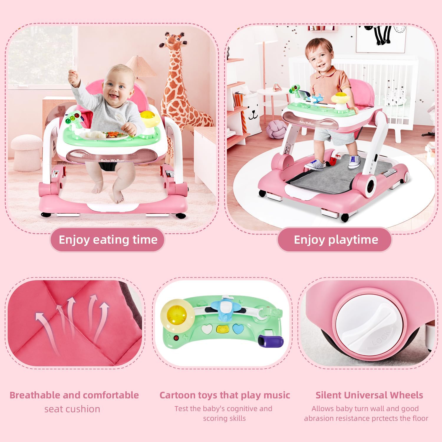 LAUJIA 5-in-1 height-adjustment pink suits growing babies for comfy sessions