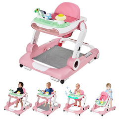 LAUJIA 5-in-1 baby walker walking mode pink supports growing babies' steps