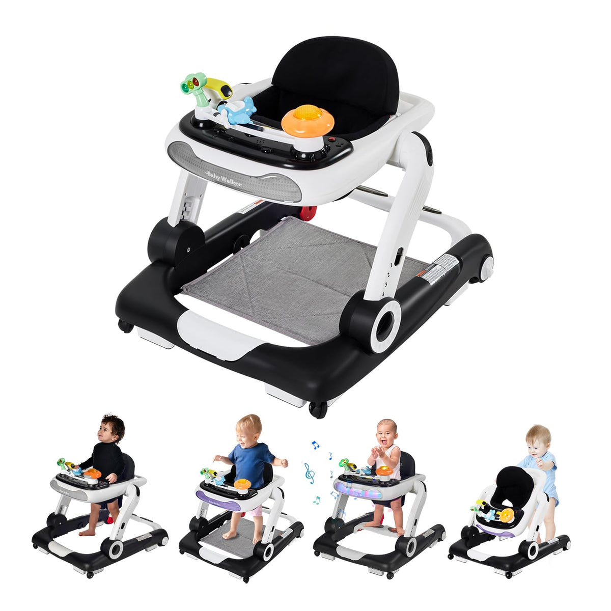 LAUJIA 5-in-1 walker folded-compact for easy travel and storage.