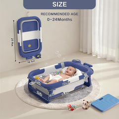 LAUJIA astronaut-blue collapsible-baby-bathtub in-use for on-the-go baths