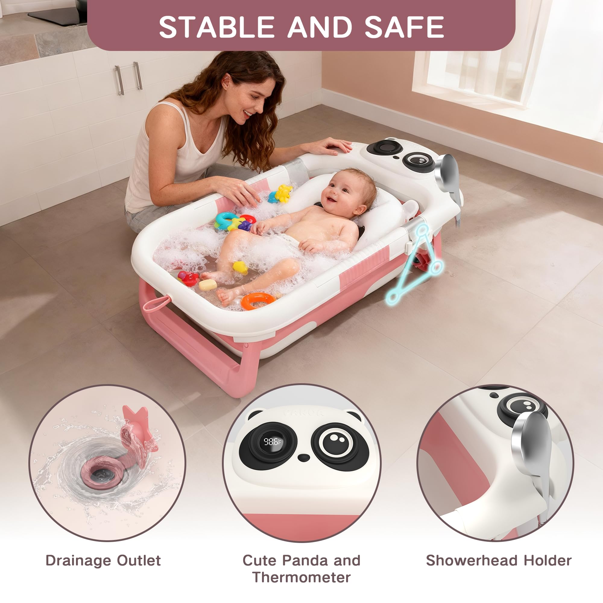 LAUJIA bath tub temperature gauge shows easy warmth monitoring for safe baths.