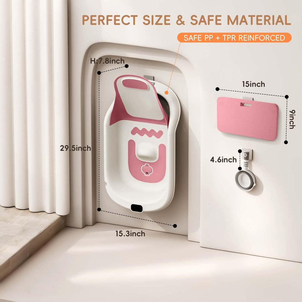 LAUJIA non-slip base provides stable, worry-free bathing for tiny swimmers.