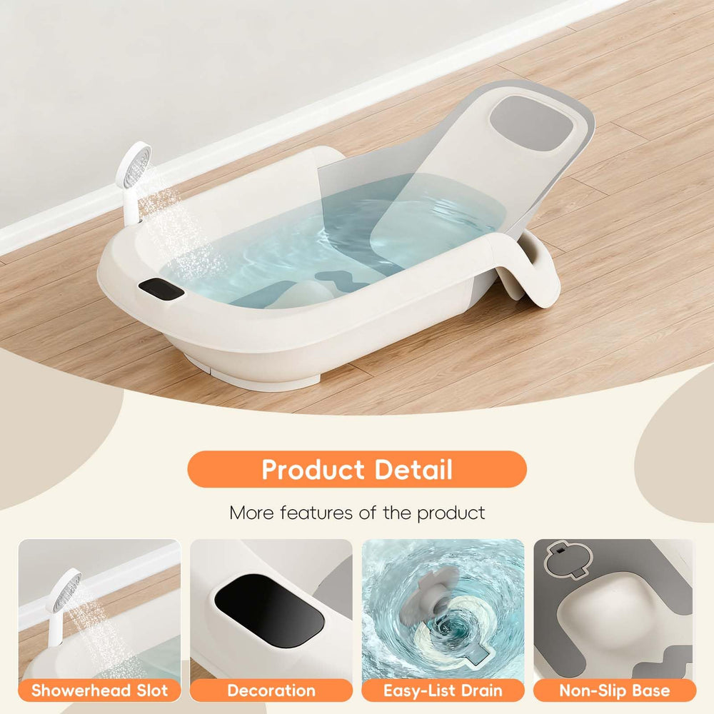 LAUJIA non-slip base provides stability on slick tub surfaces.