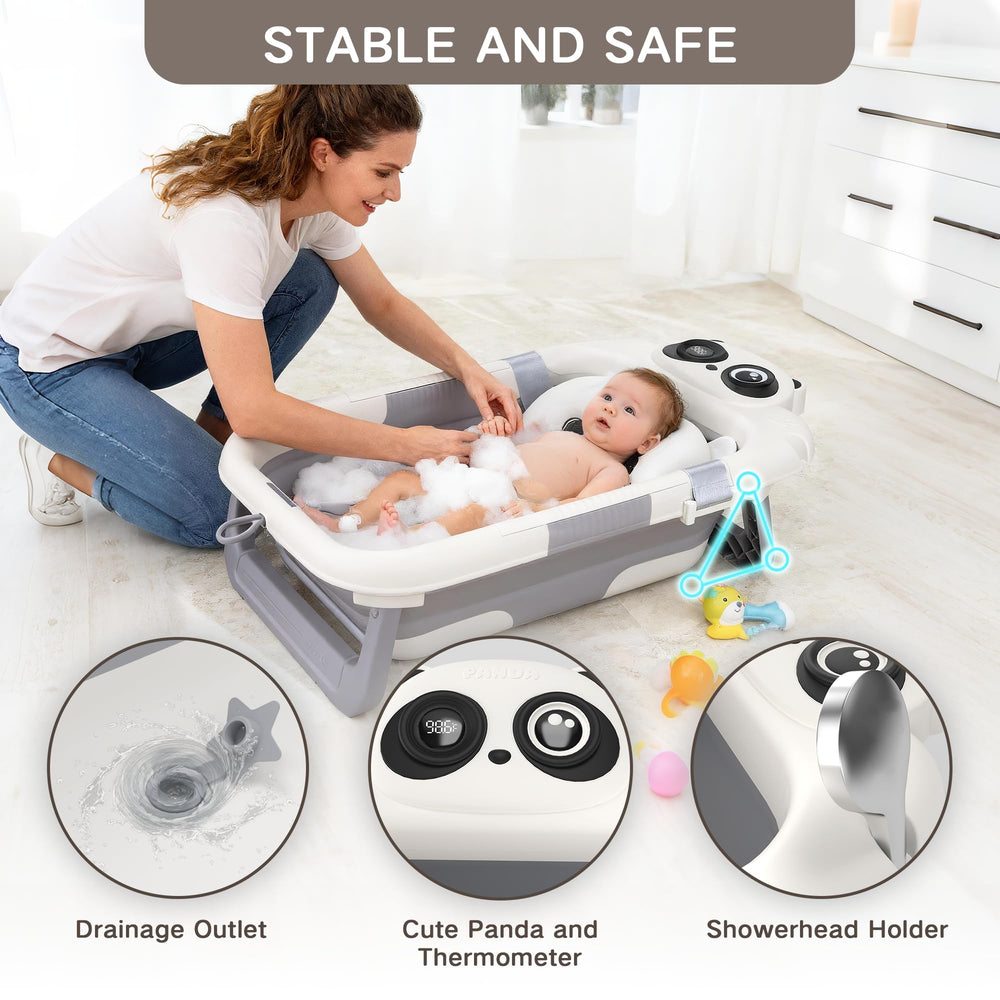 LAUJIA Panda Gray temperature gauge helps avoid scalding during bath time