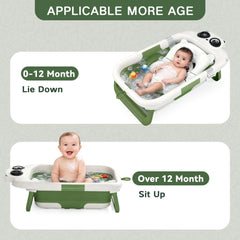 LAUJIA Panda-Green bathtub with built-in temperature gauge for safer baths
