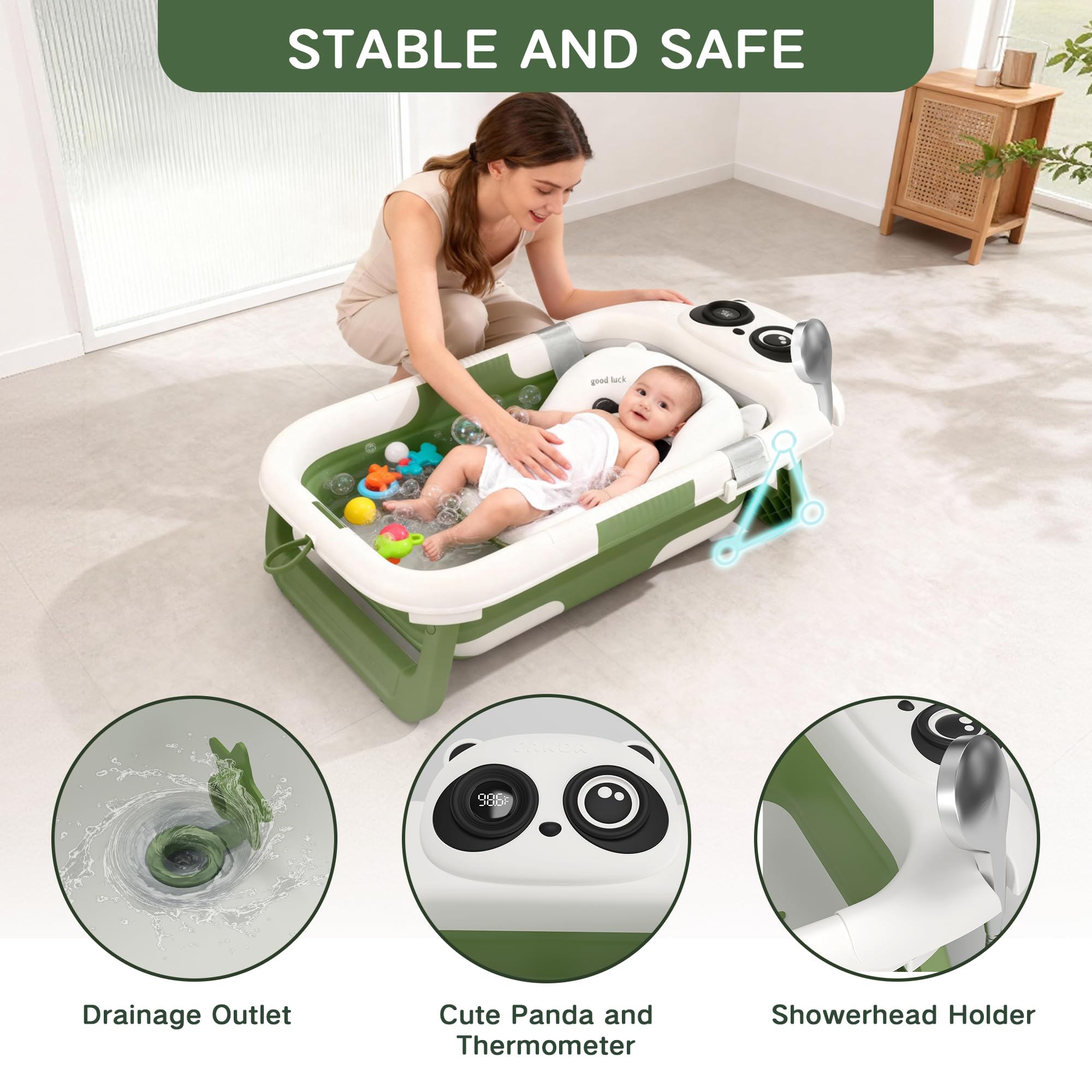 LAUJIA Panda-Green color-changing stopper indicates water temperature