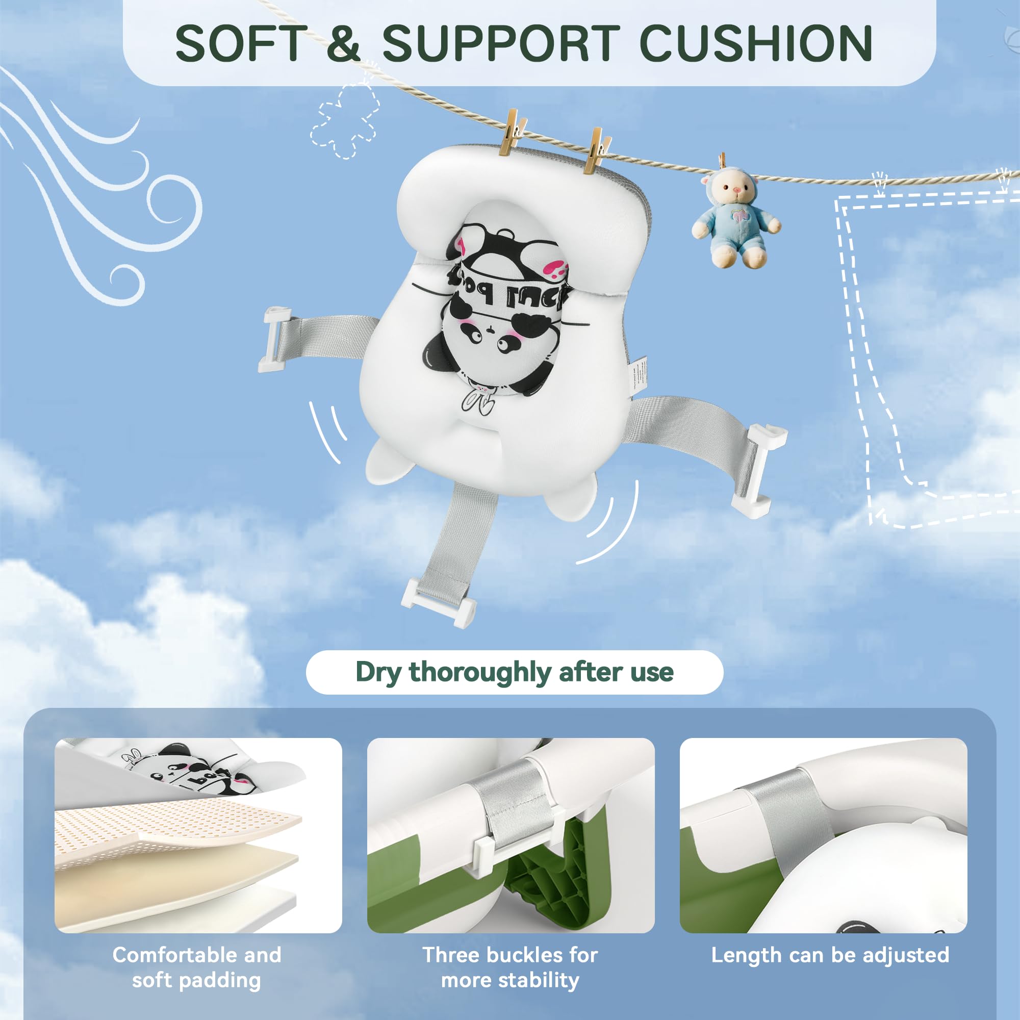 LAUJIA Panda-Green suitable from newborn to toddler supports growing needs