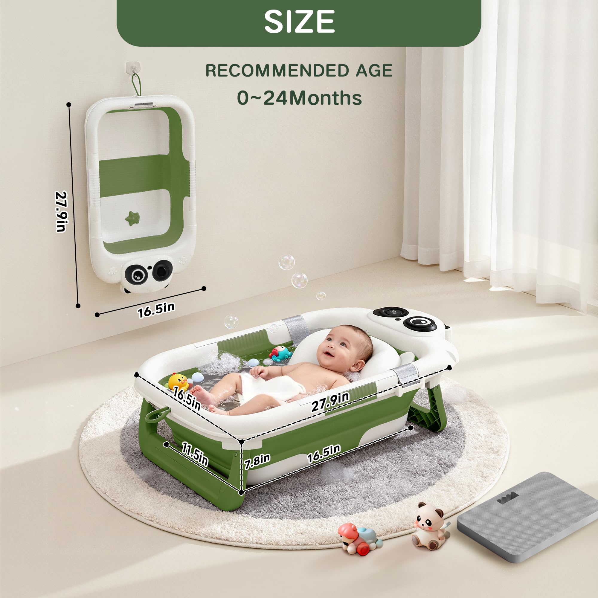 LAUJIA Panda-Green soft cushion closeup for newborn comfort