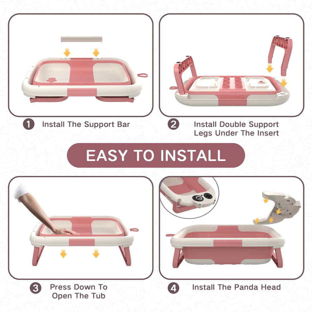 LAUJIA panda pink infant bath detail emphasizes plush cushion and gentle support.