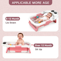 LAUJIA soft cushion infant bath panda pink highlighting gentle comfort.