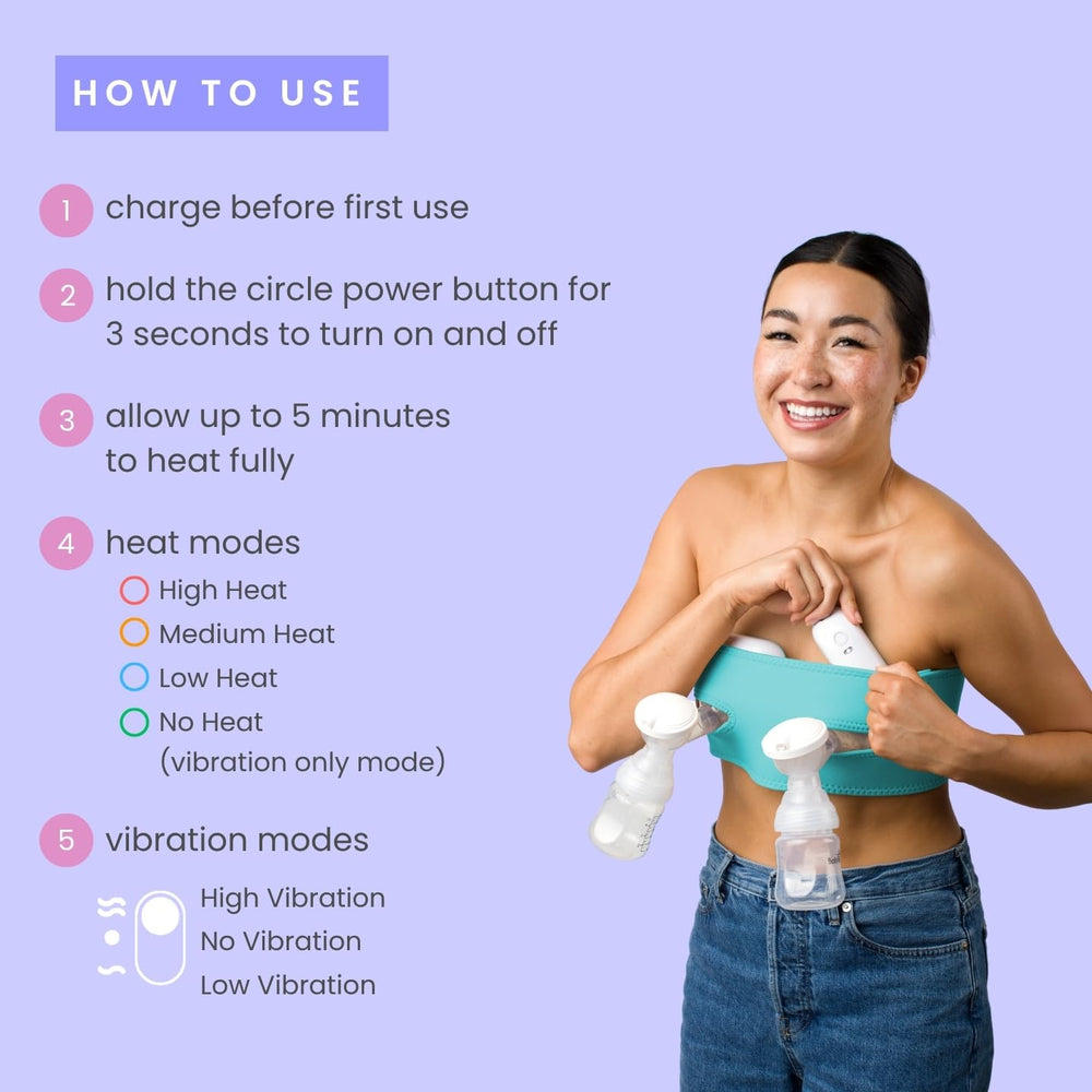 LaVie heating and vibration function demonstrates soothing heat for easier expression while pumping.