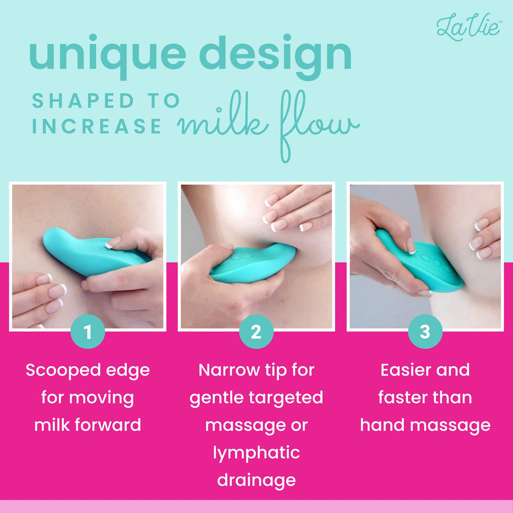 LaVie lactation massager ergonomic grip supports comfortable, targeted massage during nursing