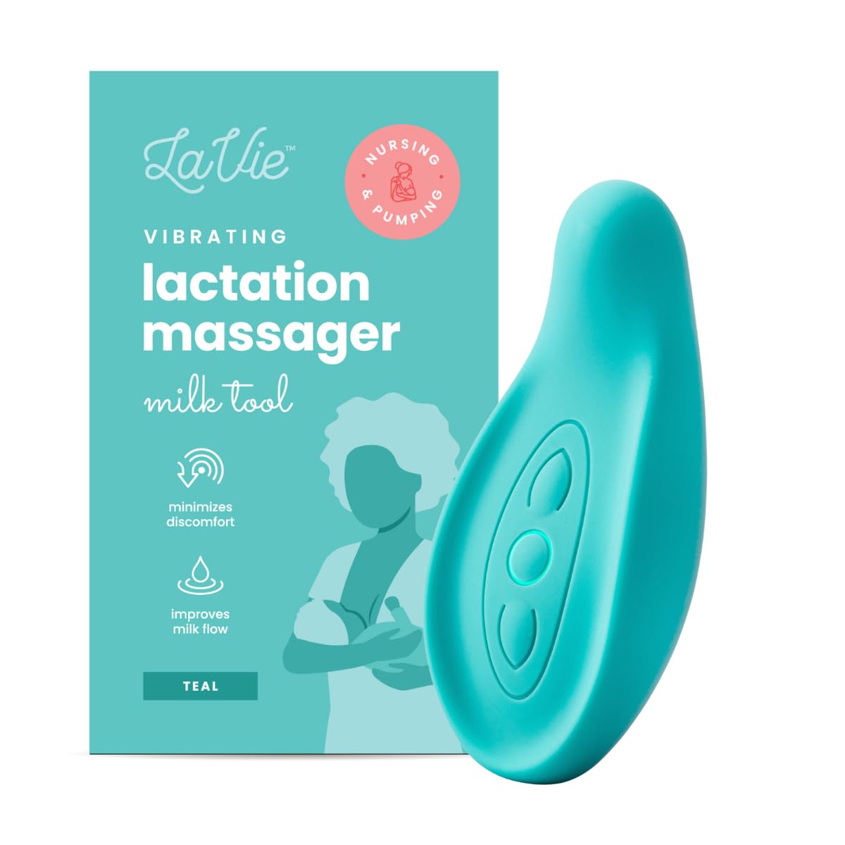 LaVie lactation massager in hand for gentle milk flow support during nursing