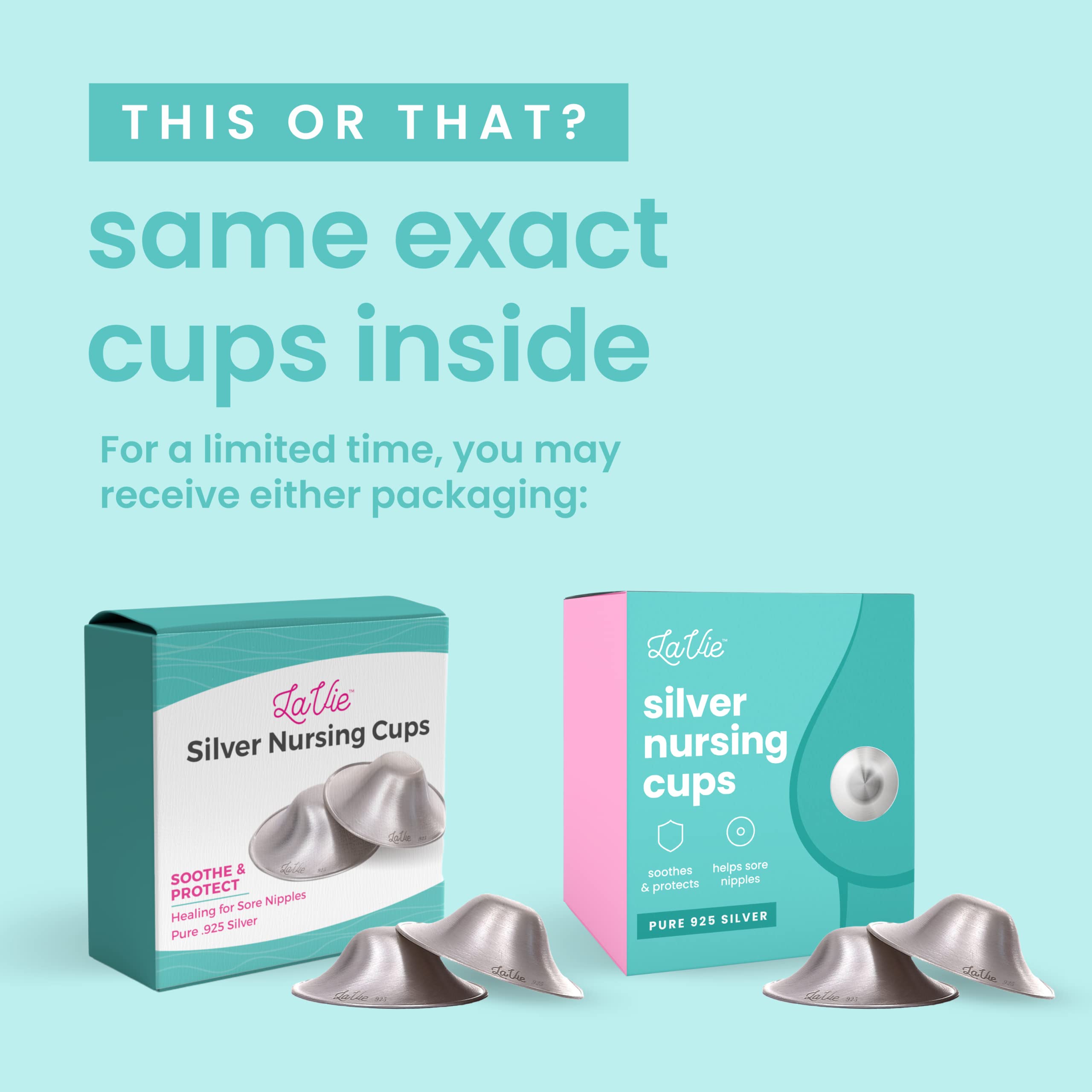 LaVie Silver Nursing Cups cleaning scene promoting reusable eco-friendly solution.