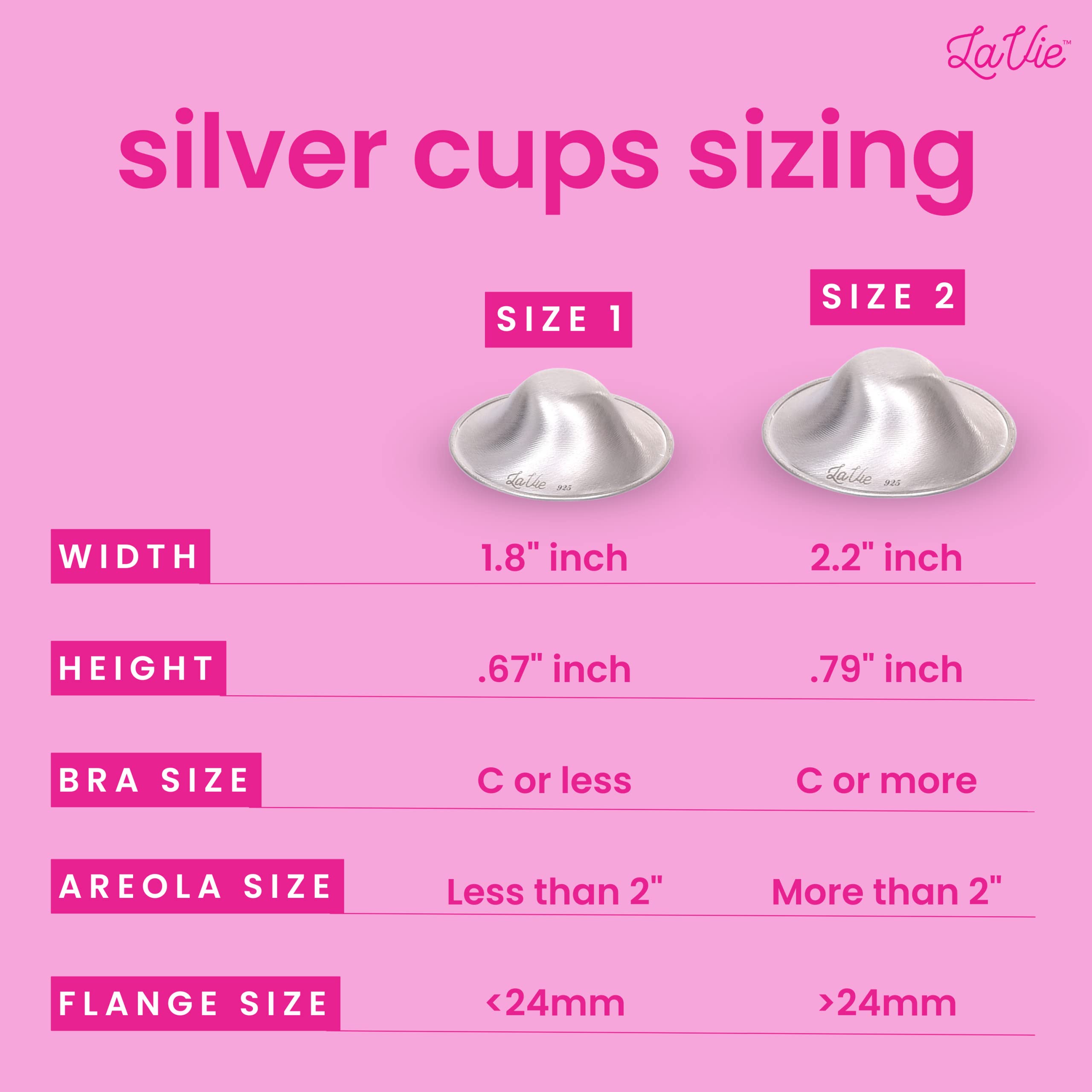 LaVie Silver Nursing Cups closeup showing silver texture and natural soothing feel.