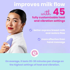 LaVie warming lactation massager vibration modes offer varied rhythms for soothing lactation sessions