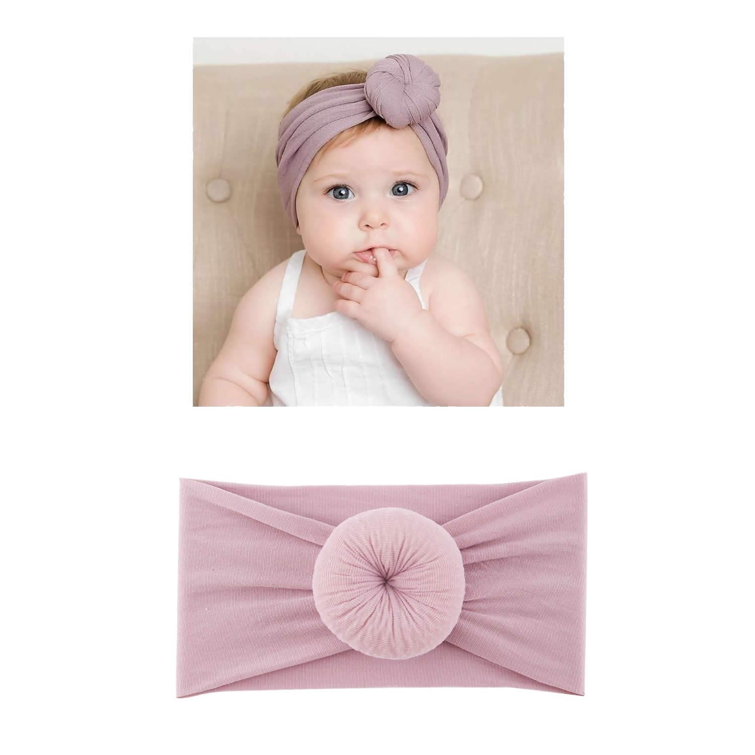 Lawie donut top-knot headband purple provides adjustable stretch for growing kids