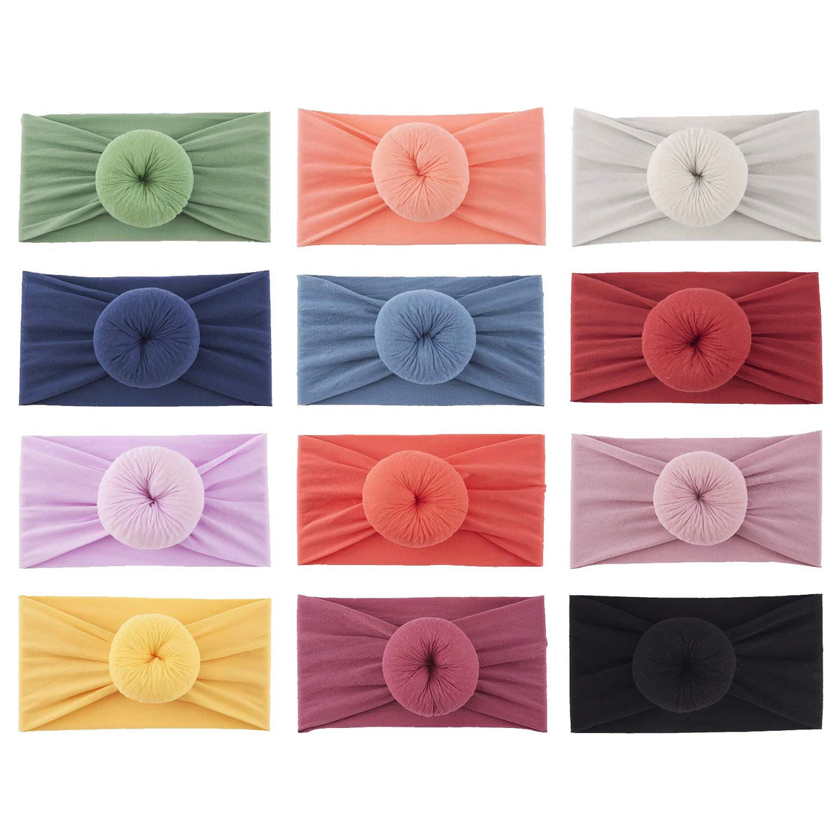 Lawie donut top-knot headband yellow offers soft, stretchy nylon for gentle daily wear