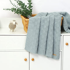 LAWKUL Baby Blanket Blue 40x30 size on crib.