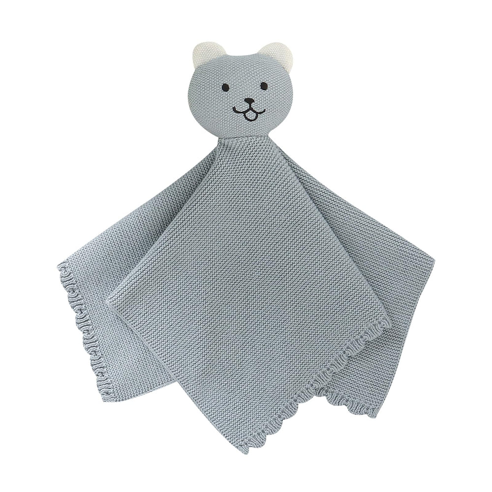 LAWKUL Bear Lovey close-up shows soft cotton knit for gentle newborn comfort.