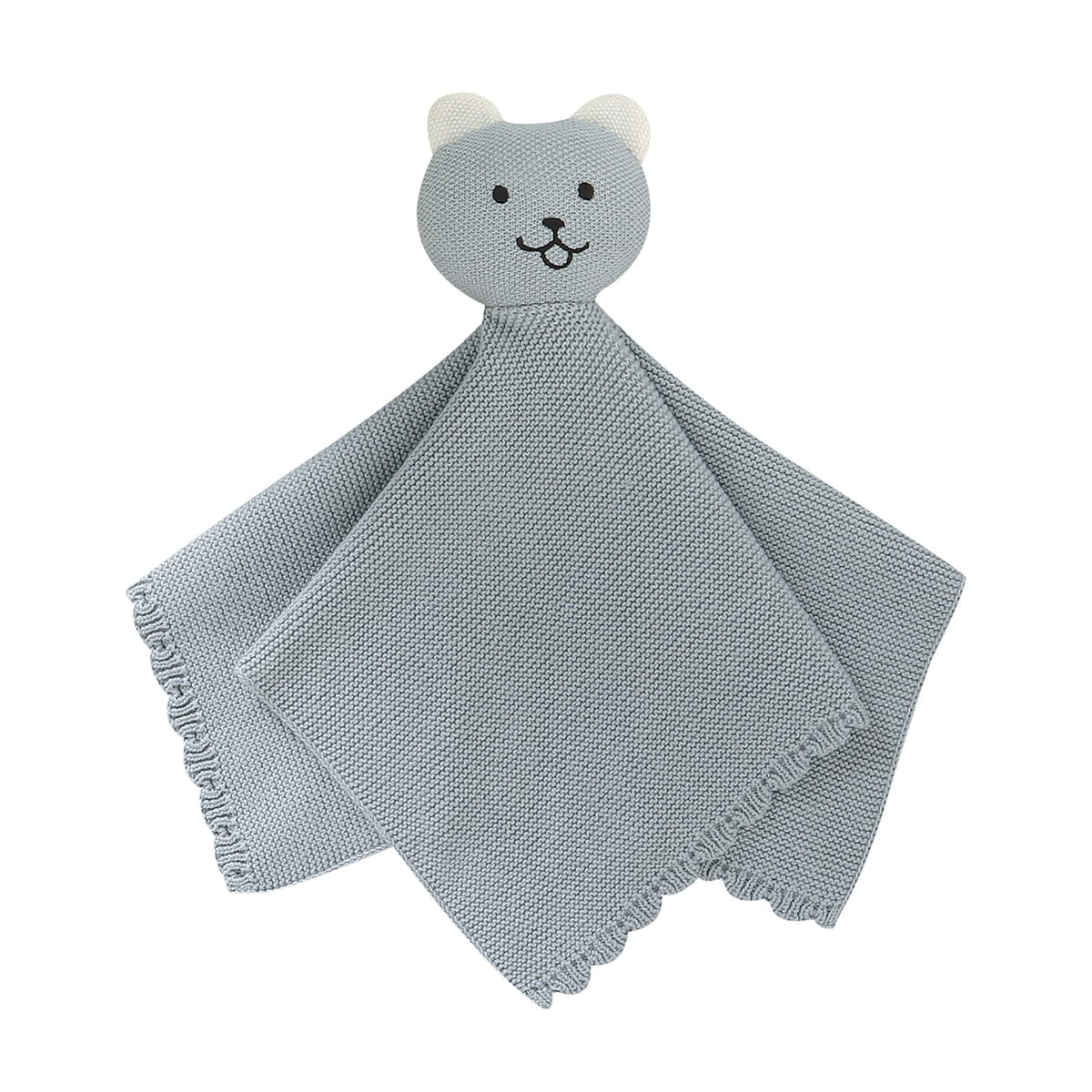 LAWKUL Bear Lovey close-up shows soft cotton knit for gentle newborn comfort.