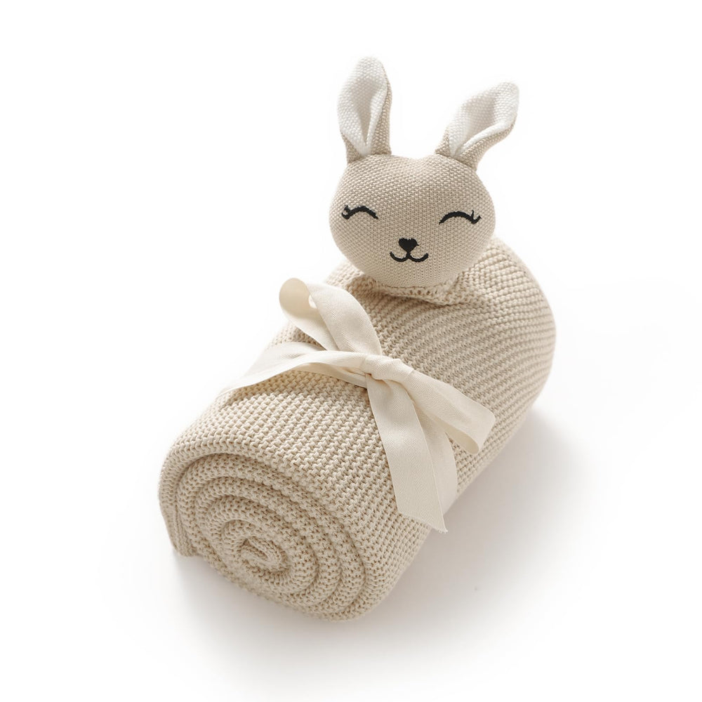 LAWKUL Bunny Lovey Blanket fits easily in a diaper bag for on-the-go comfort.