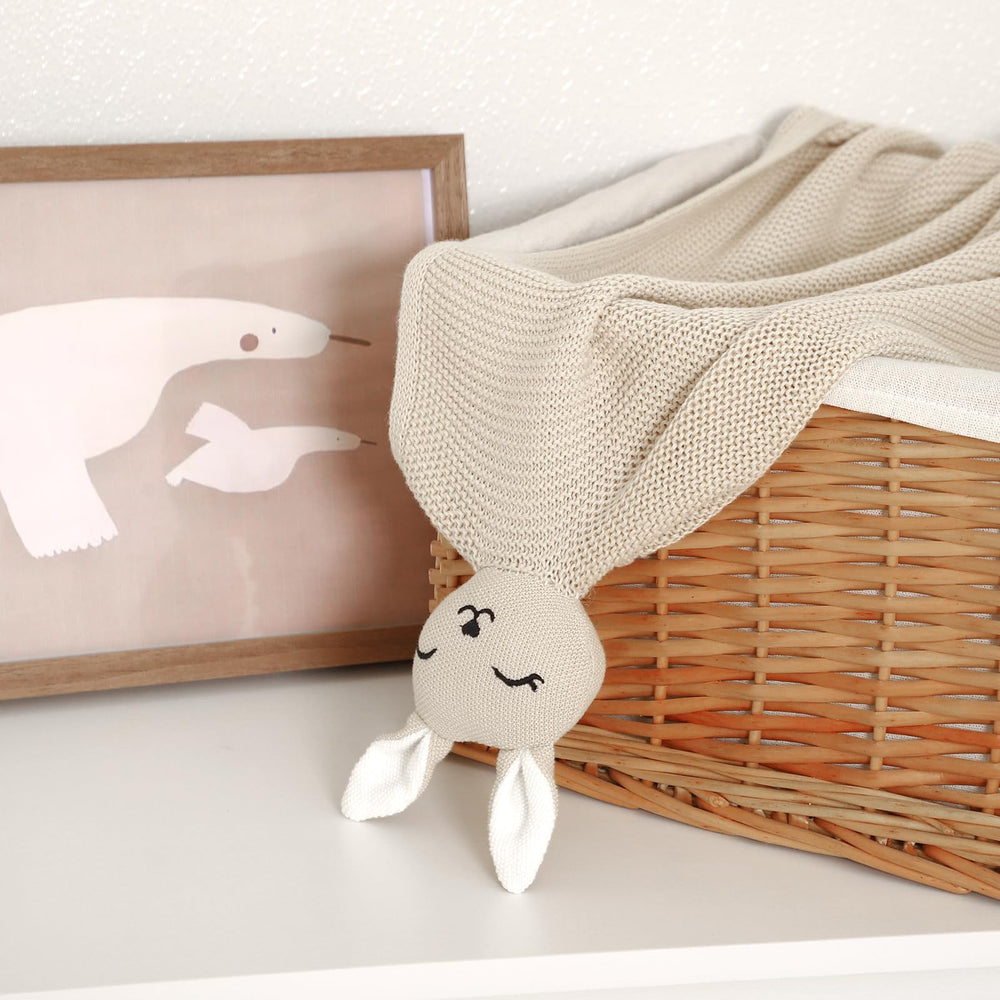 LAWKUL Bunny Lovey Blanket satin edges provide tactile comfort and gentle texture.