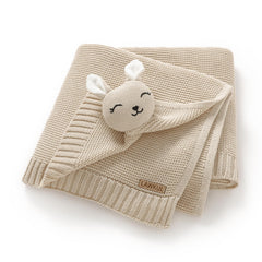 LAWKUL Bunny Lovey Blanket close-up shows ultra-soft cotton for delicate newborn skin comfort.