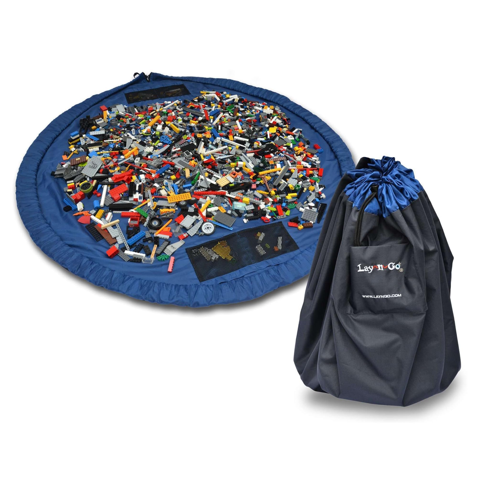 Lay-n-Go 60-inch blue toy mat offers spacious play and quick cleanup