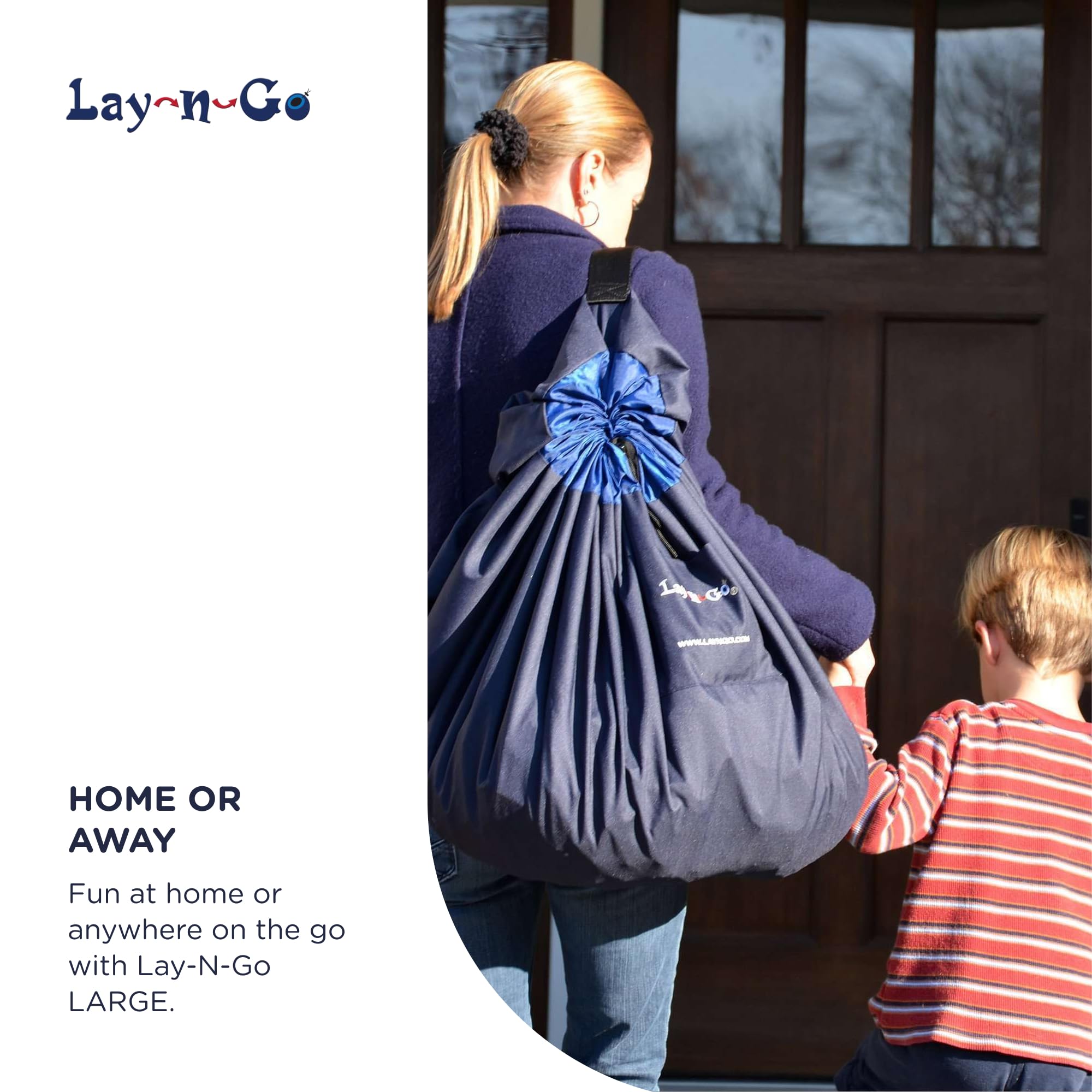 Lay-n-Go blue product highlights easy storage and cleanup