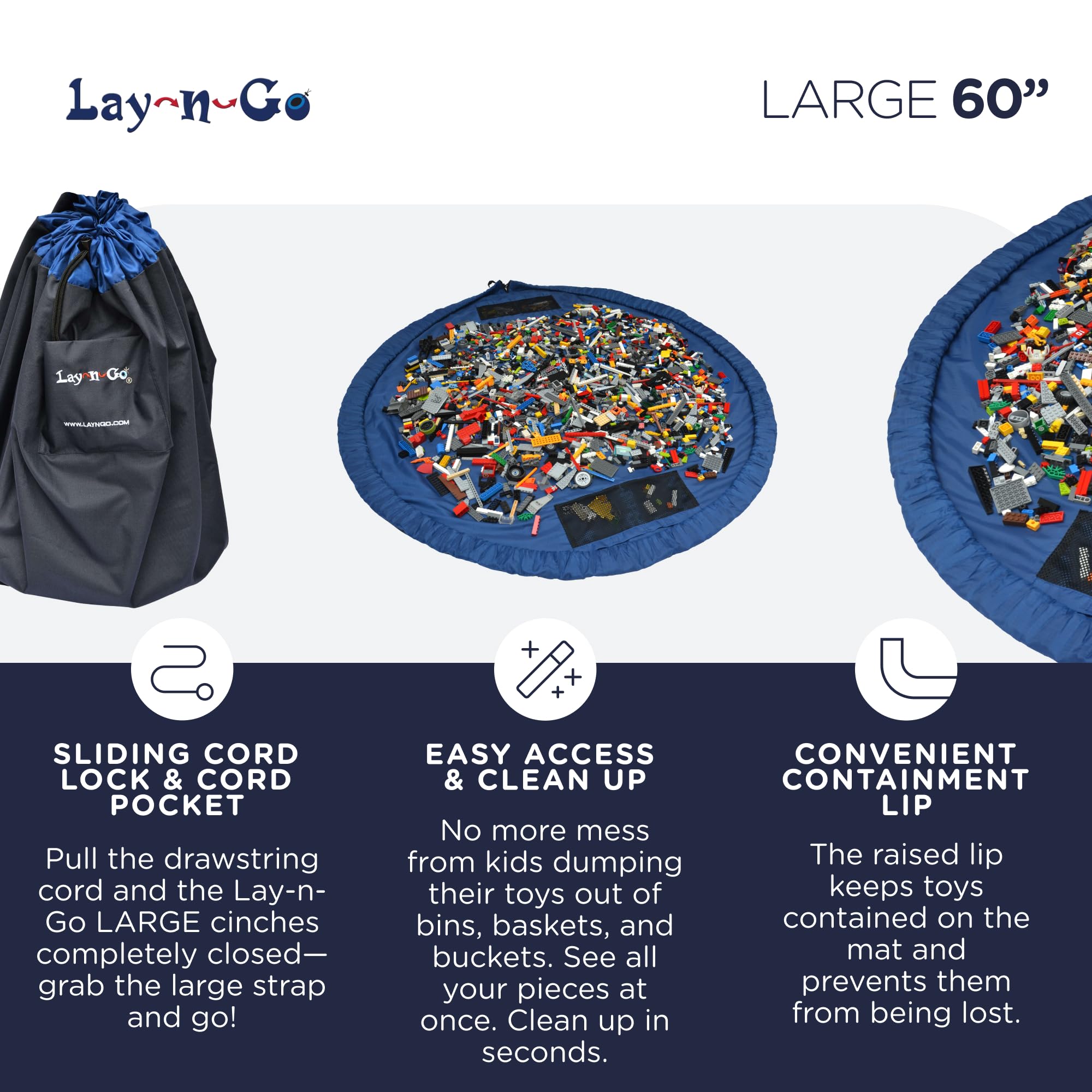 Lay-n-Go four mesh pockets organize small pieces for quick access