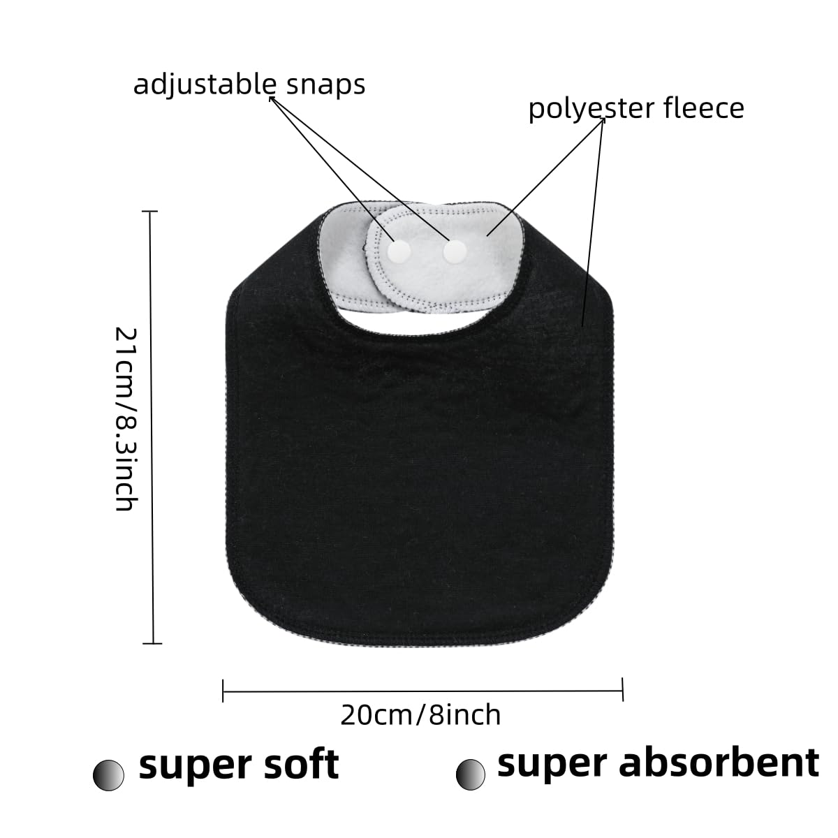 lazyrhino adjustable-snaps bib demonstrates easy wear and secure fit for ages 0-3.