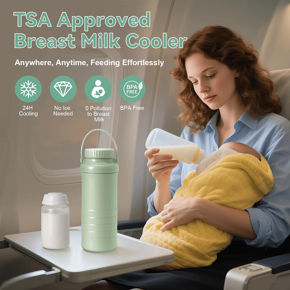 Lazyshine TSA-compliant cooler image shows easy security and on-the-go breastfeeding.