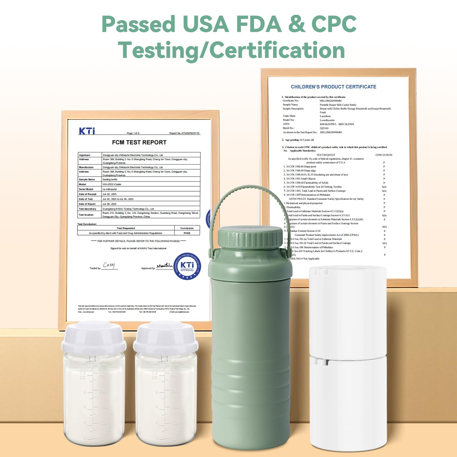 Lazyshine two BPA-free inner bottles illustrate separated storage for fresh milk throughout the day.
