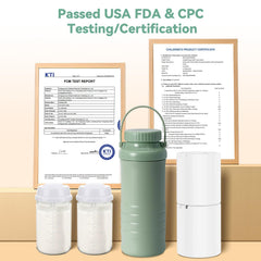 Lazyshine two BPA-free inner bottles illustrate separated storage for fresh milk throughout the day.