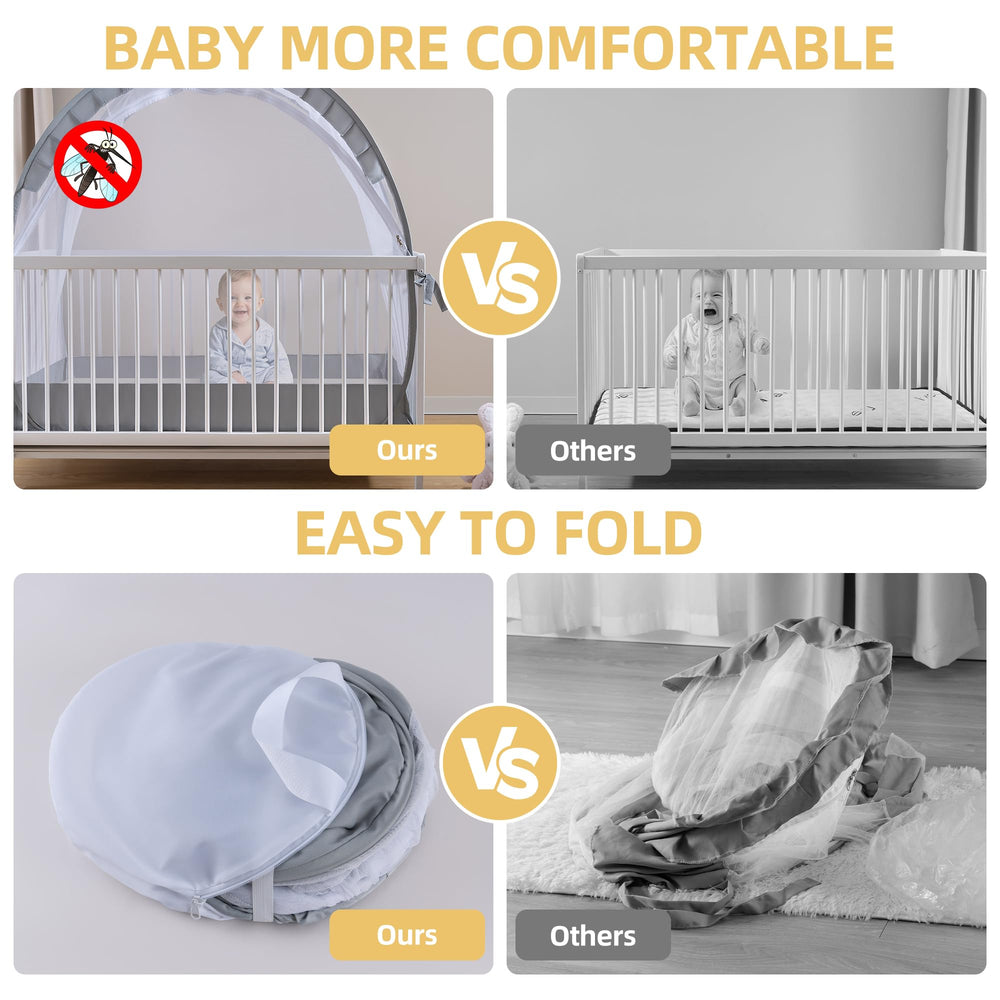 Lazyzzzz crib tent 1200-hole mesh delivers breathable airflow and insect blocking