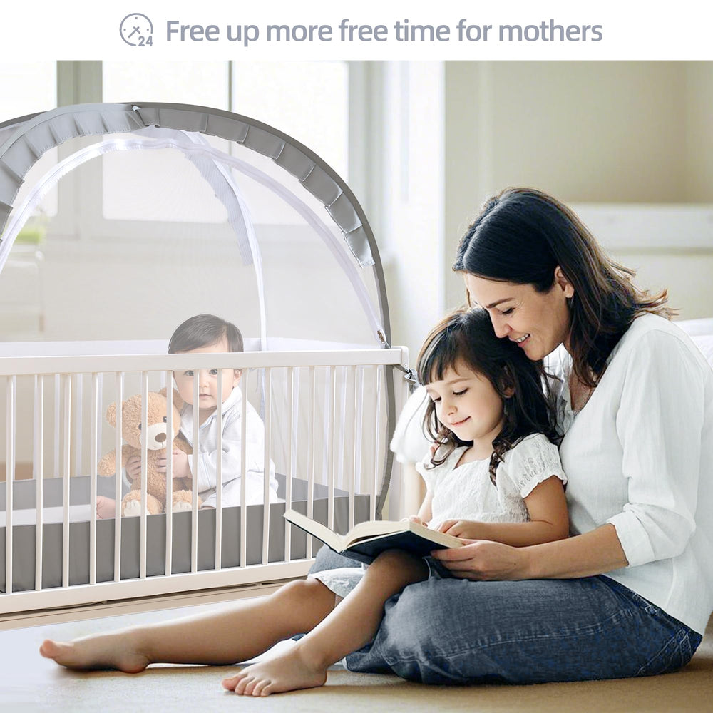 Lazyzzzz crib tent size fits most standard cribs for spacious use