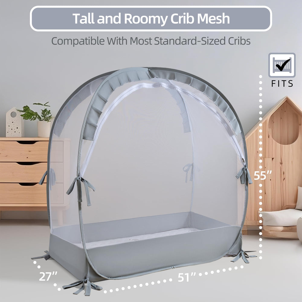 Lazyzzzz crib tent with double zippers keeps baby inside securely