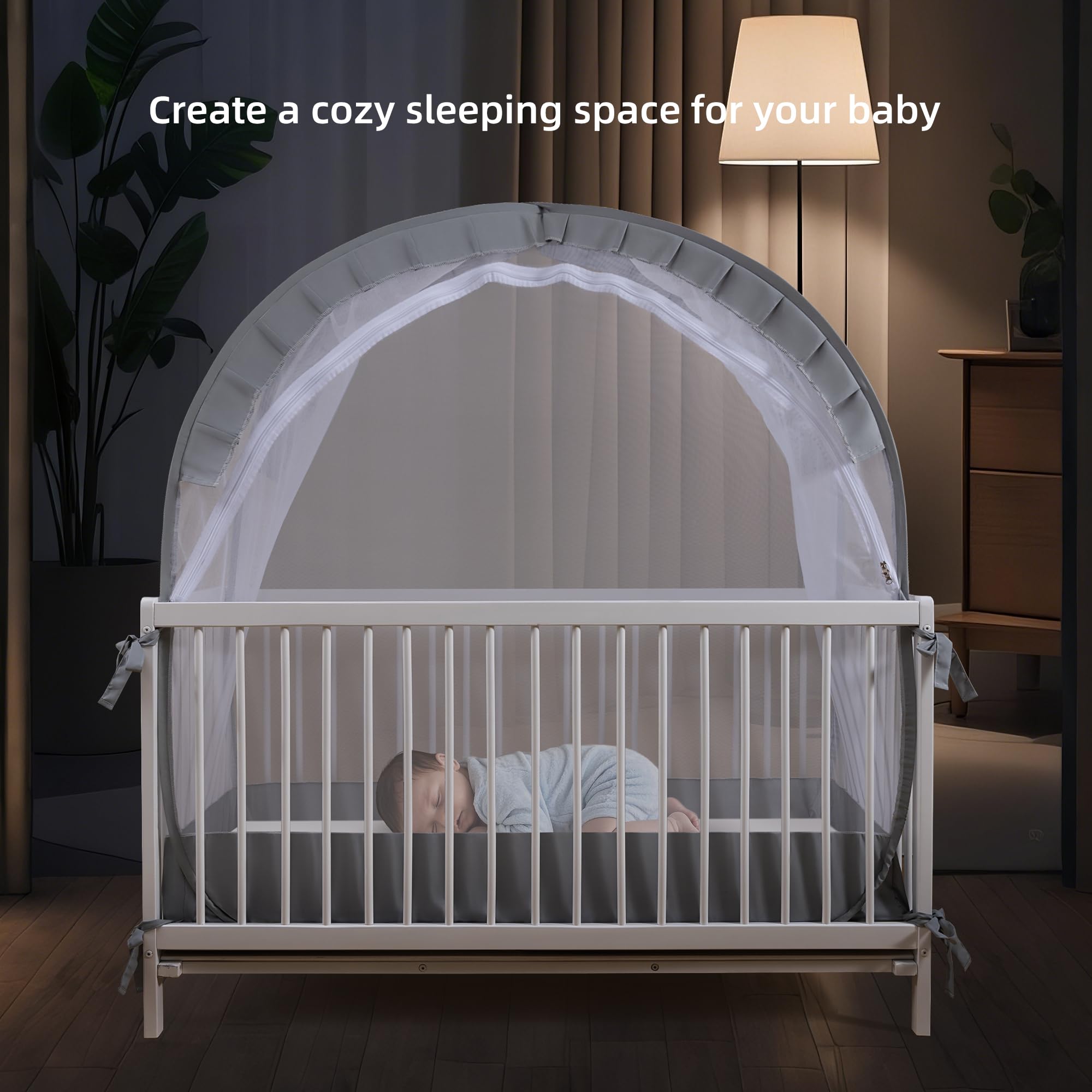 Lazyzzzz crib tent durable 300D polyester mesh resists tearing