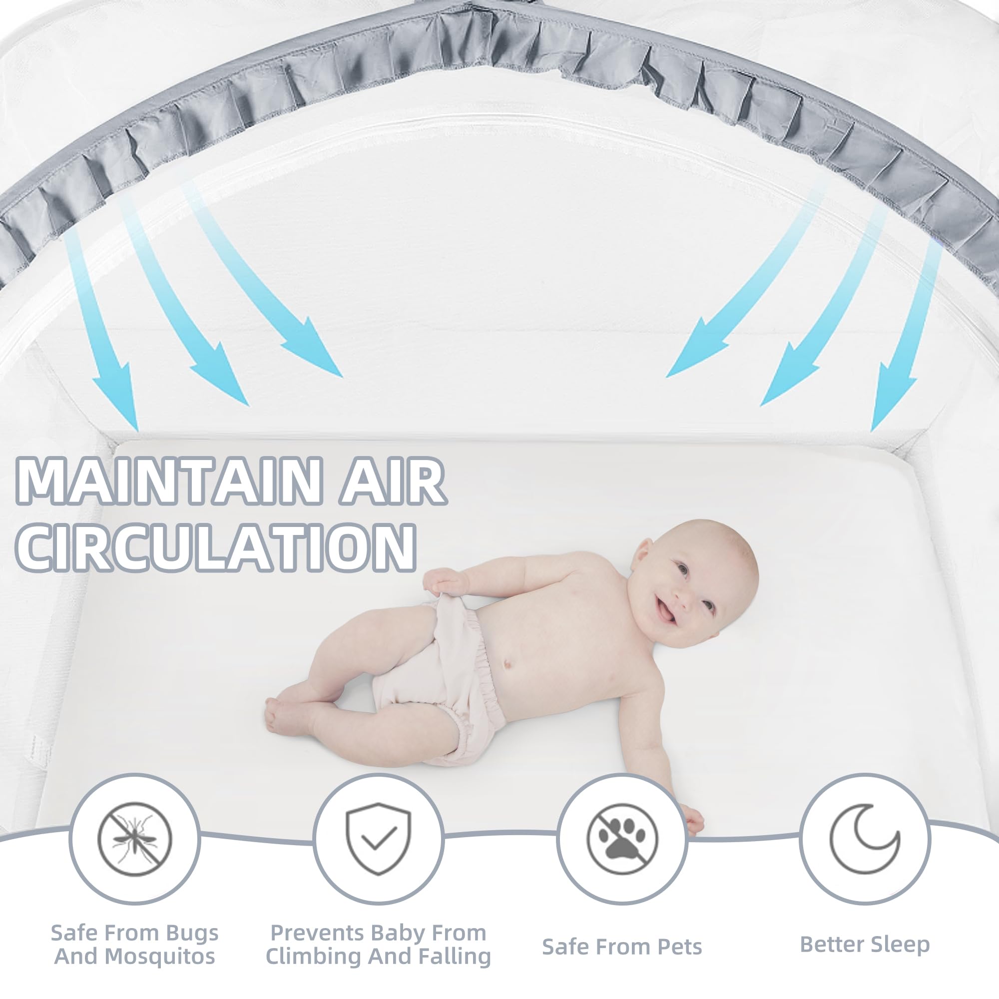Lazyzzzz crib tent ultra-lightweight 0.4 lb for compact packing