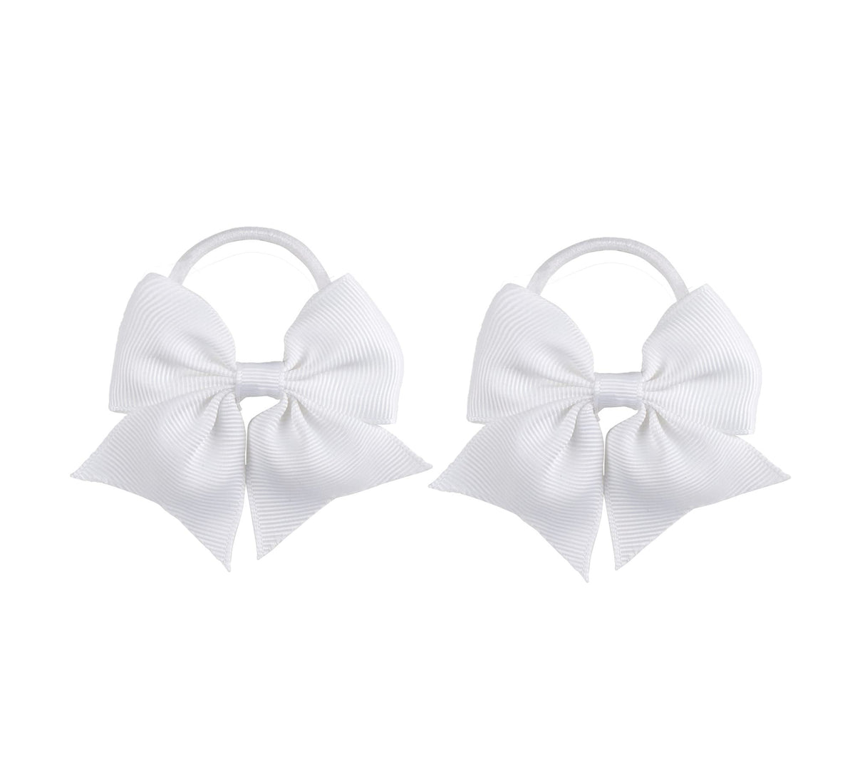 LDDCX baby girls hair ties with bows white closeup showcases durable fabric and cute bow detail.