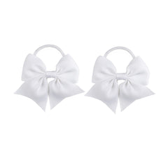 LDDCX baby girls hair ties with bows white closeup showcases durable fabric and cute bow detail.