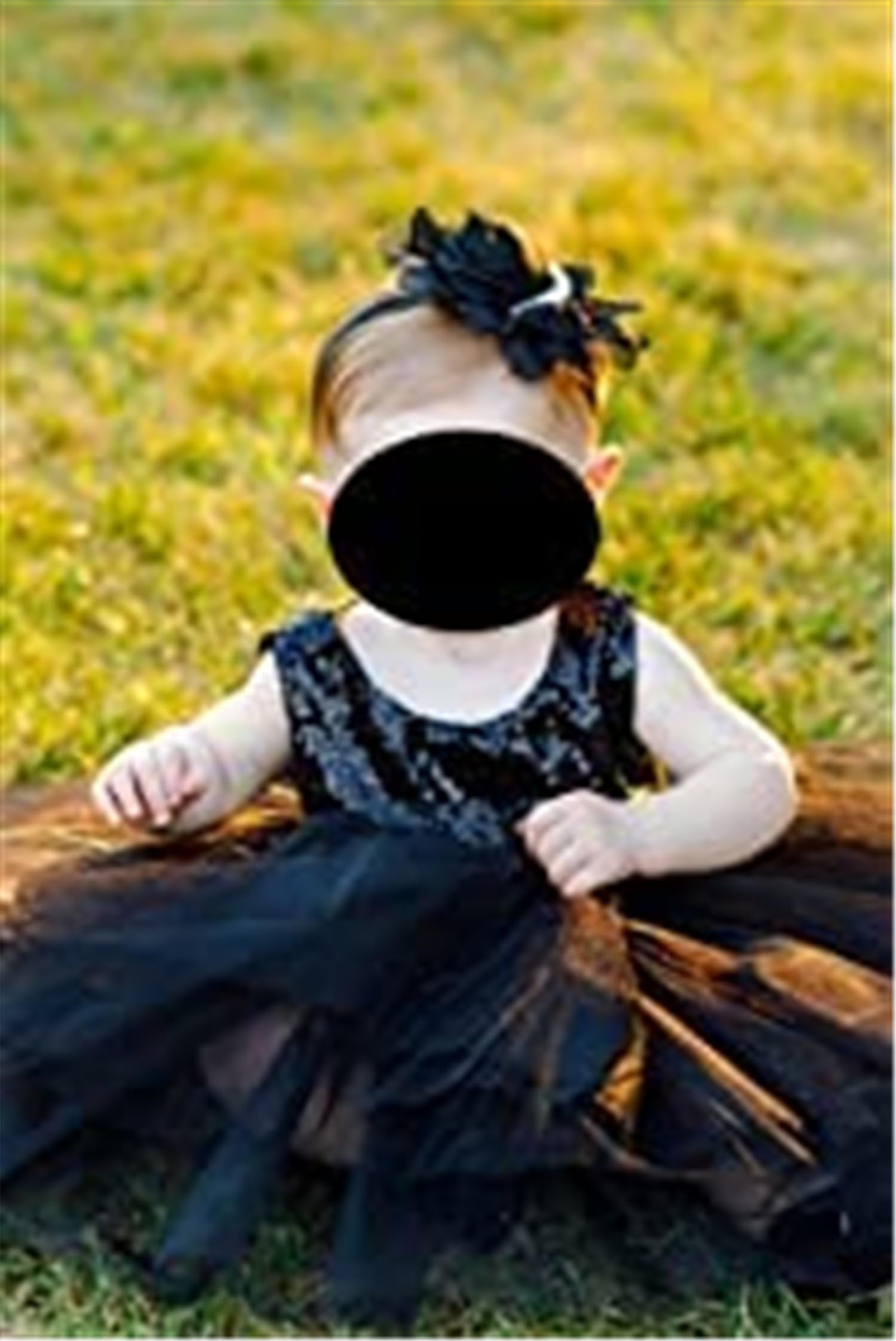 LDDCX Baby pearl flowers hairband in black ideal for photos.