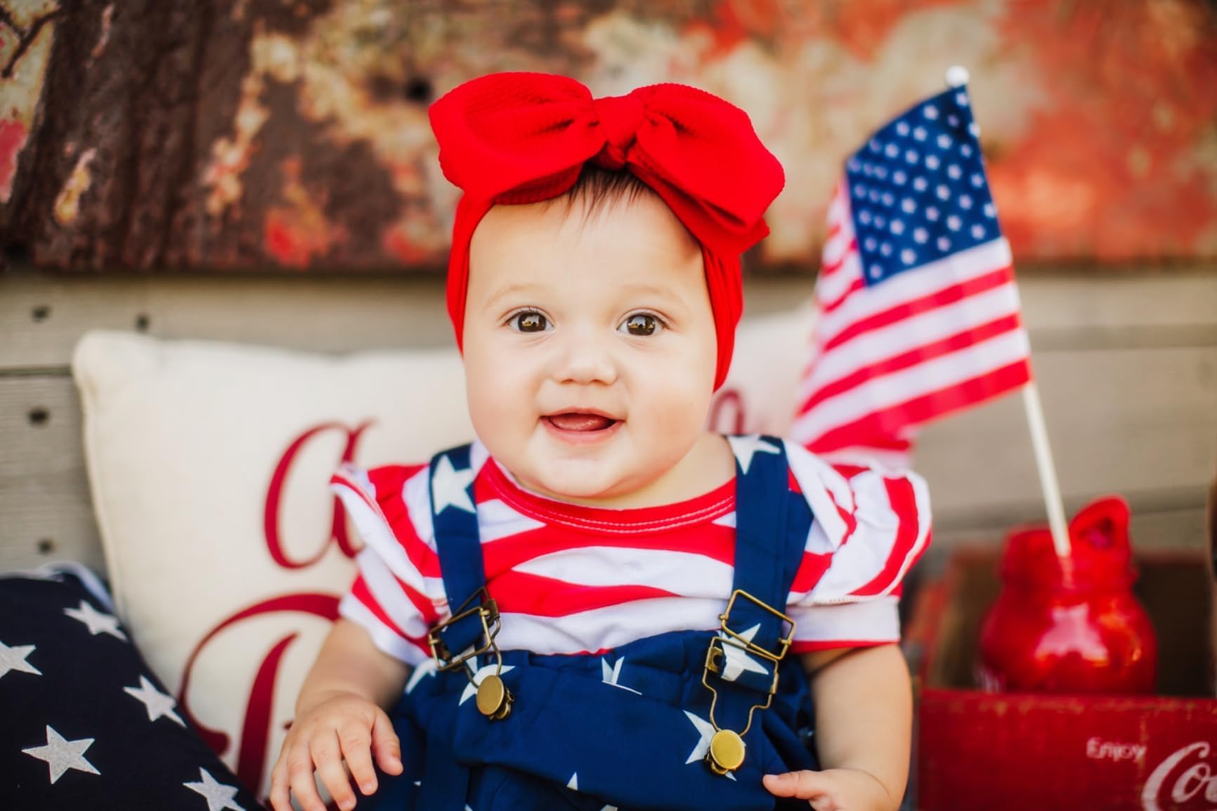 LDDCX bows used as photography accessory for cute baby portraits.