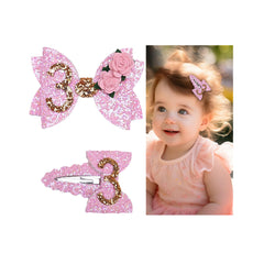 LDDCX glitter bows hair clip for girls, side view, adds sparkle to everyday outfits.