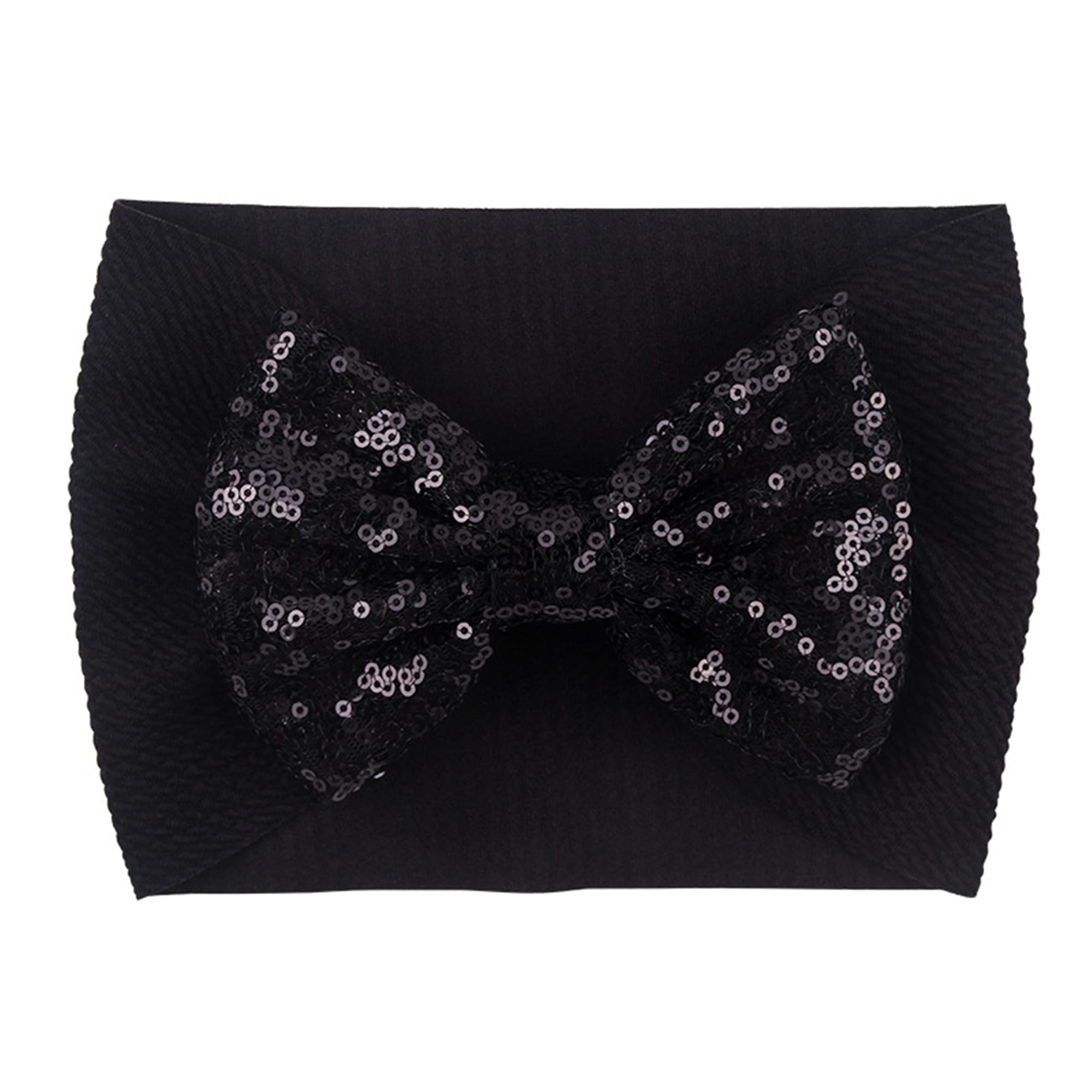 LDDCX glitter bows headband close-up fabric detail, soft nylon ensures gentle skin contact.