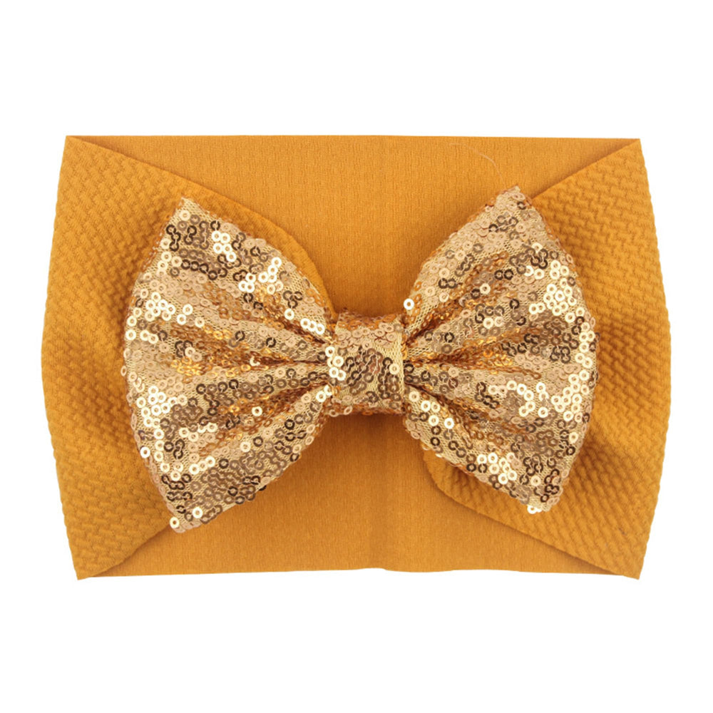 LDDCX glitter bows headband elastic band, secure stay-put fit during family photos.